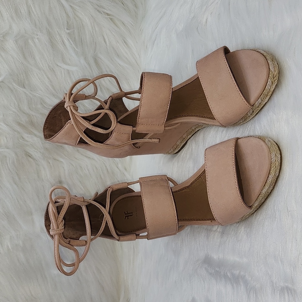 FRYE Roberta Ghillie Sandals Wedge Heels